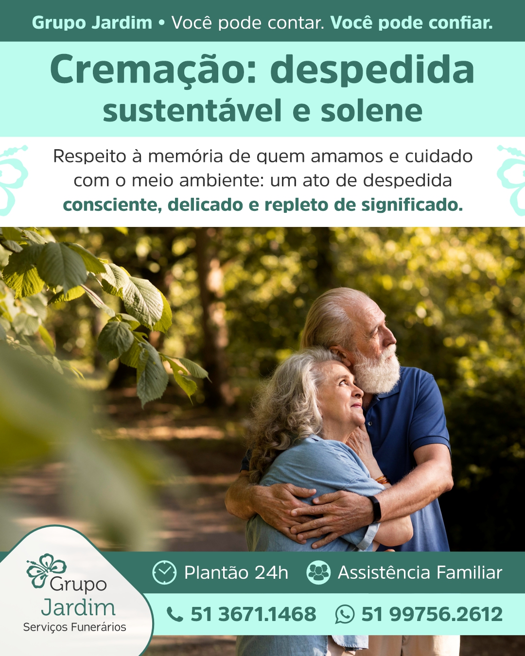 🌱 A escolha pela cremação une o respeito à memória de quem amamos à responsabilidade com o meio ambiente, oferecendo um ato de despedida consciente e repleto de significado. Ao optar por um processo que minimiza os impactos ambientais, sua família garante uma homenagem digna, alinhada aos valores de sustentabilidade e preservação do nosso planeta.

🏛️ Além da consciência ecológica, esse gesto representa uma forma solene e acolhedora de honrar a história de quem partiu. É a certeza de oferecer um amparo leve, respeitoso e inesquecível, transformando a saudade em uma lembrança eterna e em um compromisso real com as futuras gerações.

#CremacaoSustentavel #DespedidaSolene #HomenagemEterna #ConscienciaEcológica #AmparoEFamilia

Grupo Jardim - Serviços Funerários
Você pode contar. Você pode confiar.
🕑 Atendimento 24 horas 👨‍👩‍👧‍👦 Assistência familiar 📍 Planos de Cremação 🙏🏻 Total apoio durante todo processo de luto
📞 51 3671.1468
🌐 www.funerariajardim.com.br
📧 funerariajardim@hotmail.com
🏢 R. Pinheiro Machado, 581
Filial:
📍 Rua Cristóvão Gomes de Andrade, 522 - Centro 🏢
🏥 Em frente ao Hospital Nossa Senhora Aparecida 🚑
🏙️ Camaquã - RS

Foto: Magnific