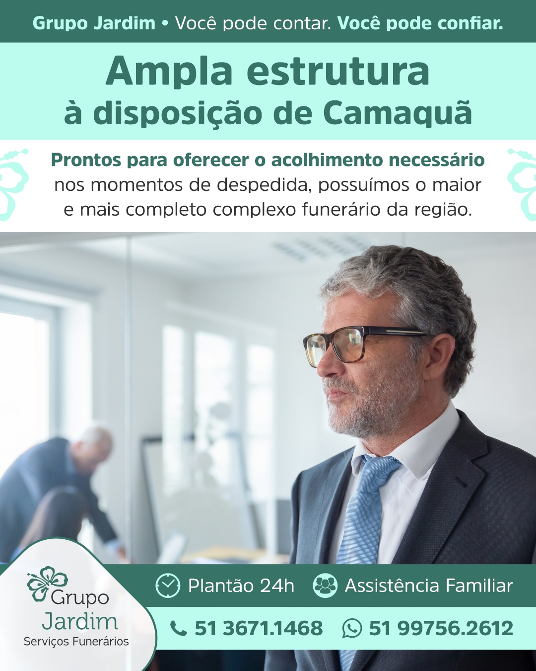 🏛️ Com uma infraestrutura ampla e planejada para o máximo acolhimento, o maior complexo funerário da região oferece a estrutura necessária para amparar você nos momentos de despedida. Unimos modernidade, conforto e atendimento especializado para garantir que sua família receba todo o suporte e a tranquilidade que merece.

🌱 Nosso compromisso com Camaquã vai além da excelência operacional; trata-se de cultivar um espaço seguro, silencioso e humano onde a memória de quem parte seja honrada com extrema dignidade. Estamos prontos para prestar todo o auxílio necessário com a delicadeza e o respeito que a sua história exige.

#ComplexoFunerario #AcolhimentoEFamilia #InfraestruturaCamaqua #RespeitoEMemoria #SuporteEspecializado

Grupo Jardim - Serviços Funerários
Você pode contar. Você pode confiar.
🕑 Atendimento 24 horas 👨‍👩‍👧‍👦 Assistência familiar 📍 Planos de Cremação 🙏🏻 Total apoio durante todo processo de luto
📞 51 3671.1468
🌐 www.funerariajardim.com.br
📧 funerariajardim@hotmail.com
🏢 R. Pinheiro Machado, 581
Filial:
📍 Rua Cristóvão Gomes de Andrade, 522 - Centro 🏢
🏥 Em frente ao Hospital Nossa Senhora Aparecida 🚑
🏙️ Camaquã - RS

Foto: pch_vector/Magnific